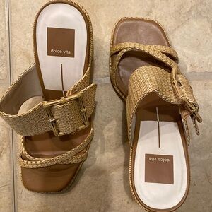 Dolce Vita rattan and bamboo buckle detail heels